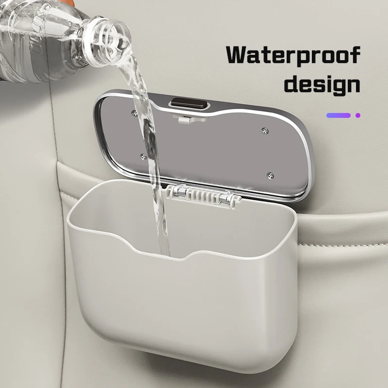 Waterproof Car Trash Can With Lid - Cubo de basura para coche, portátil,