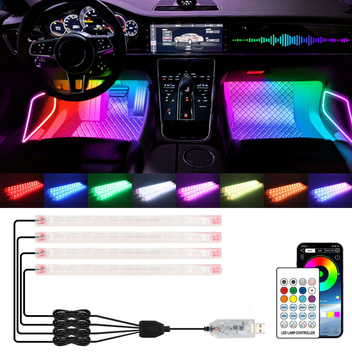 Lámpara Decorativa de Ambiente - Led Ambient Interior Car Lights App Control reseña y precio