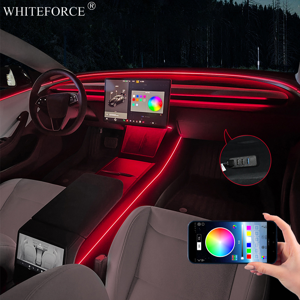 Para Tesla Model Y Juniper LED - Led Ambient Interior Car Lights App Control reseña y precio